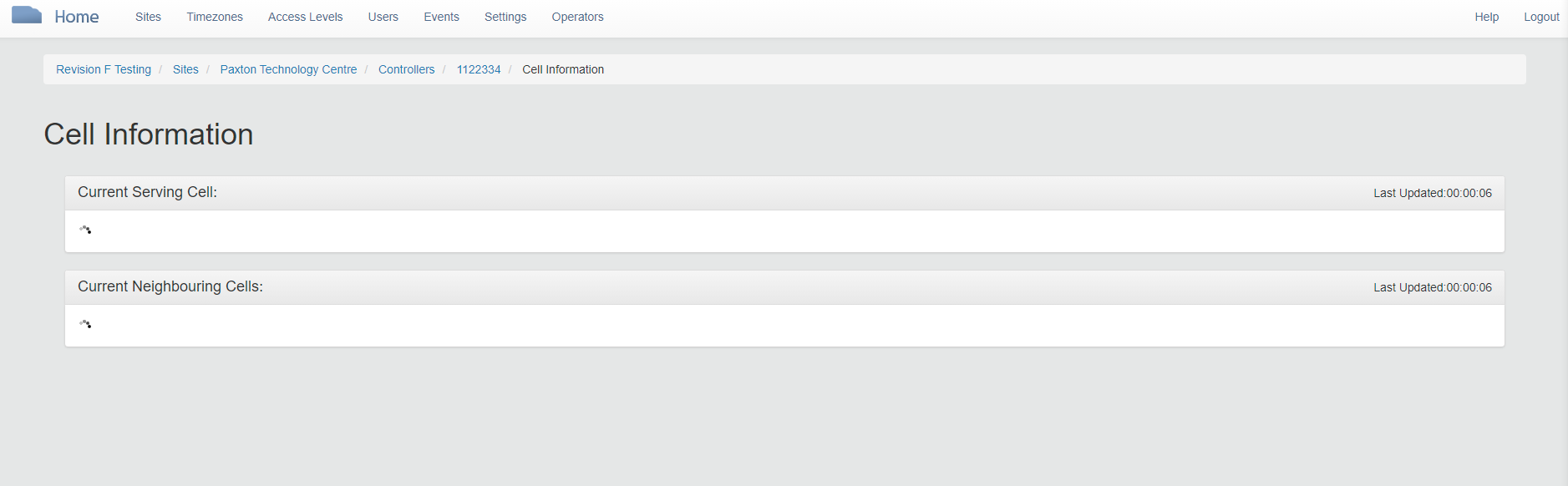 Cell Info Page - Loading