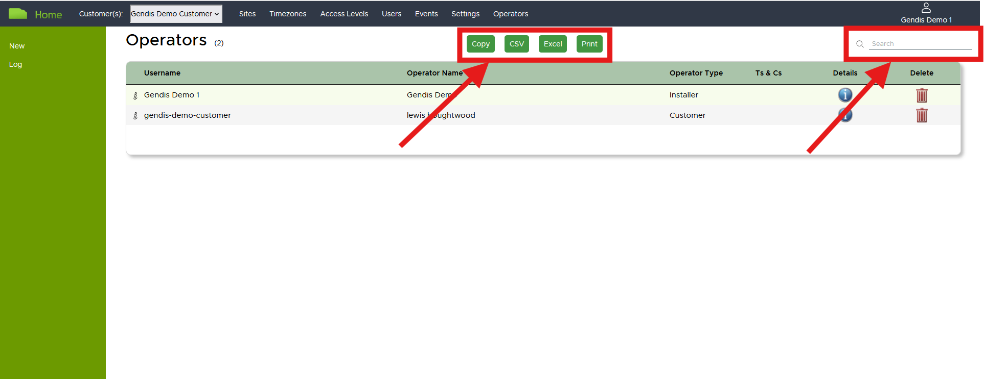 Operators View Features